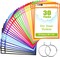 Dry Pockets with 2 Rings, 10 X 14 Oversized Reusable Dry Erase Pocket Sleeves in 10 Colors Bulk, Plastic Clear Sheet Protectors for Classroom School Teacher Supplies Storage